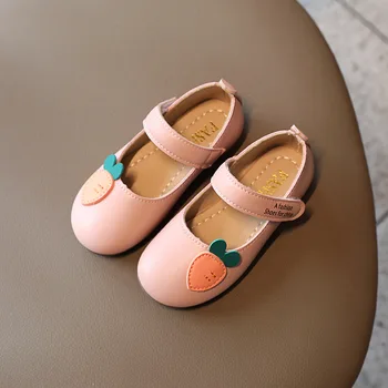 Обувки за малките принцеси, детски обувки с мека подметка, есен 2022, нова ежедневни обувки за момичета-моркови, сладка лека универсална скъпа мода