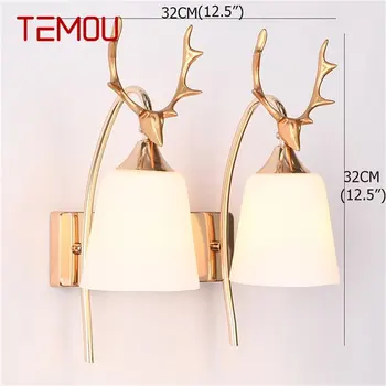 Стенни лампи TEMOU, модерна и креативна форма на глава на елен, led аплици, осветителни тела за вашия дом тераси.