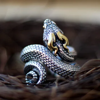 Винтажное мъжки пръстен във формата на Змия с Регулируем отвор, Метален пръстен във формата на животно, хип-хоп, рок, мъжки и Дамски бижута в стил Ретро Подаръци