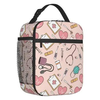 Забавна медсестринская изолирано чанта за обяд за пикник на открито, фланец термоохладитель, кутия за Bento за жени и деца