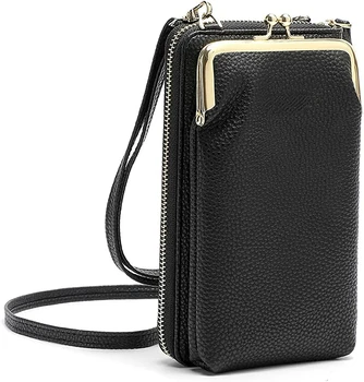 Малка дамска чанта през рамо за телефон, портфейл за мобилен телефон, сладка мини чанта за рамо с отделения за кредитни карти