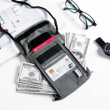 1 бр. Водоустойчива RFID найлонова чанта за съхранение на документите за пътуване, чанта за паспорт на шийката на чантата, картата за паричните документи, чанта за паспорт
