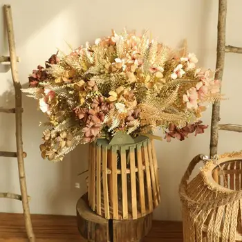 1 Букет от изкуствени цветя, ярки, водене жив свежест Плат, Красива е фалшив цвете дивата Трева, декор за парти