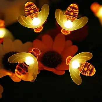 Led слънчева светлина Творчески led слънчев пчелен светлина Струнни приказни светлини Открит дворна ограда двор Коледна гирлянда светлините на нощна светлина